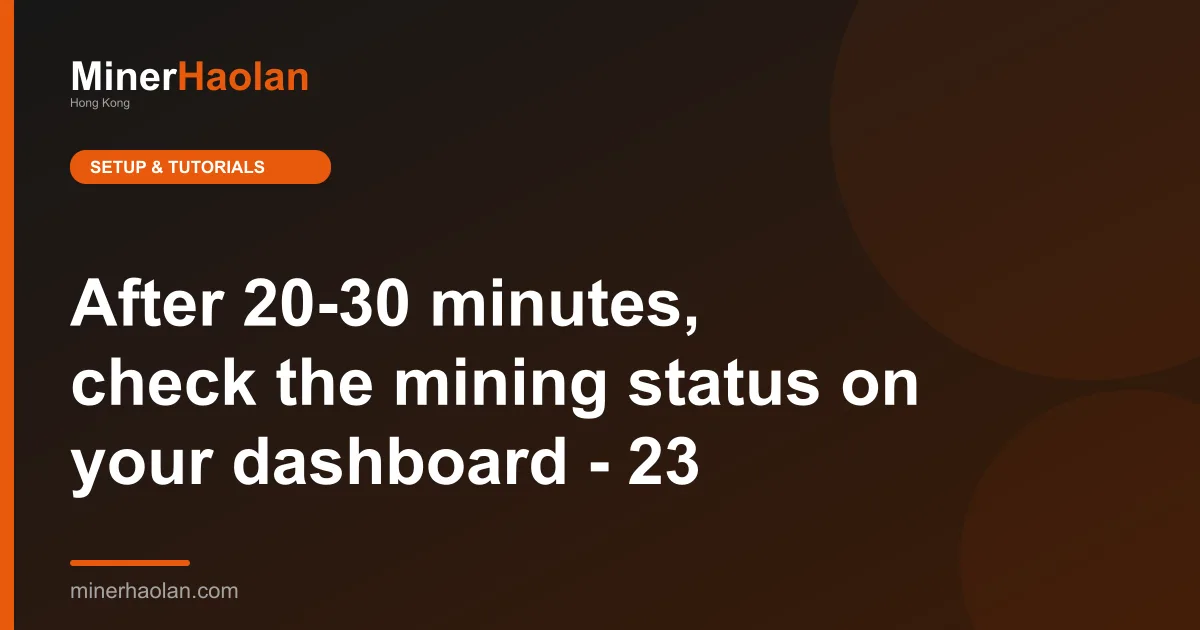 After 20-30 minutes, check the mining status on your dashboard - 23