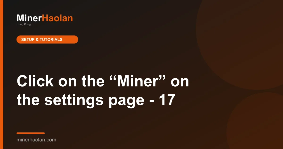Click on the “Miner” on the settings page - 17