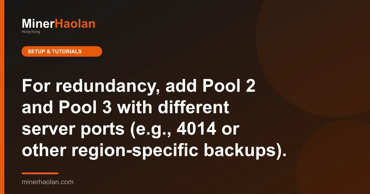 For redundancy, add Pool 2 and Pool 3 with different server ports (e.g., 4014 or other region-specific backups).