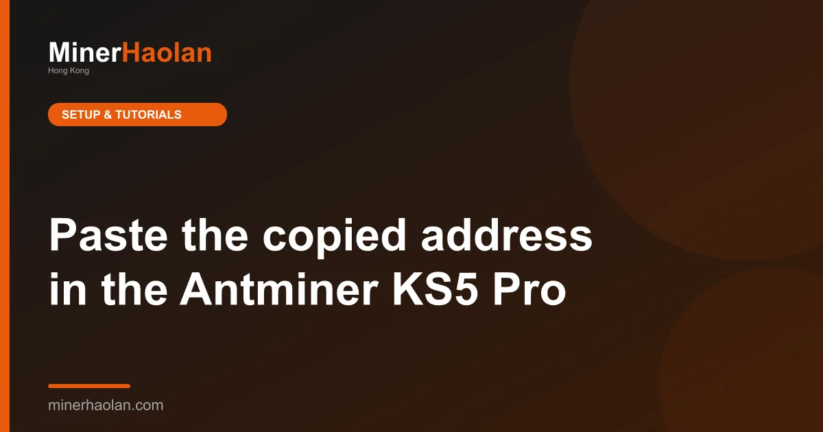 Paste the copied address in the Antminer KS5 Pro's GUI.