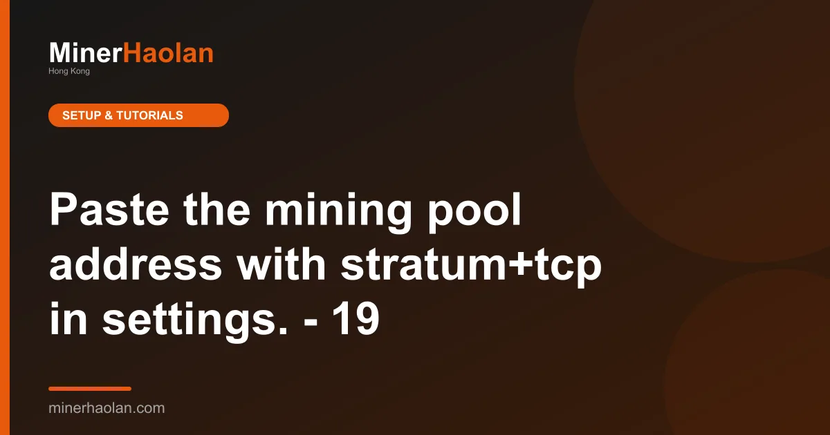 Paste the mining pool address with stratum+tcp in settings. - 19