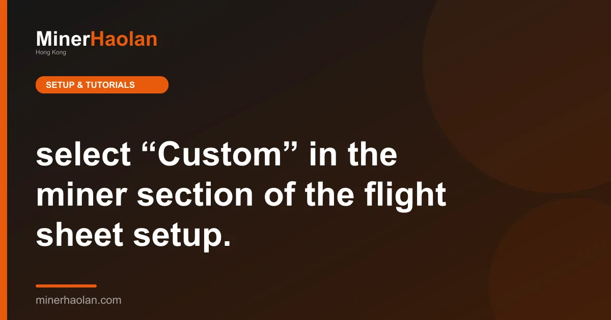 select “Custom” in the miner section of the flight sheet setup.