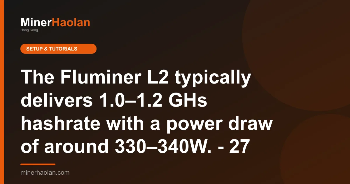 The Fluminer L2 typically delivers 1.0–1.2 GHs hashrate with a power draw of around 330–340W. - 27