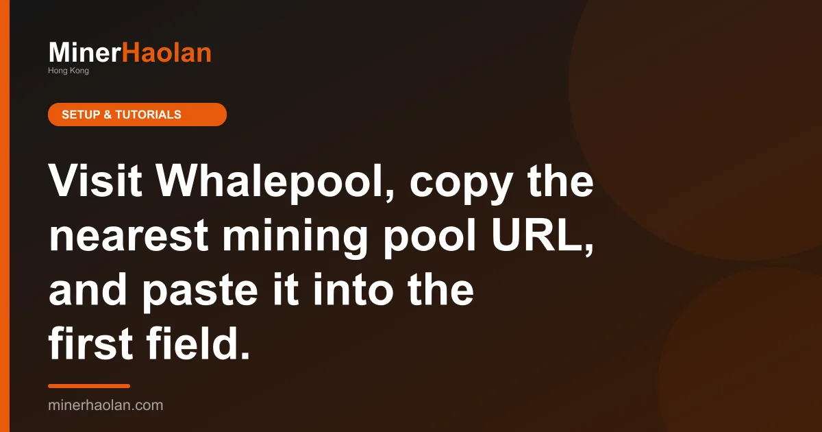 Visit Whalepool, copy the nearest mining pool URL, and paste it into the first field.