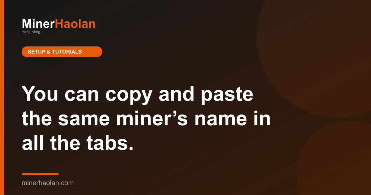 You can copy and paste the same miner’s name in all the tabs.