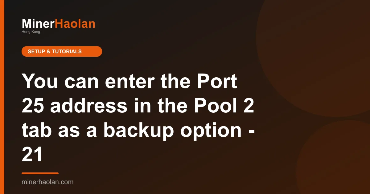 You can enter the Port 25 address in the Pool 2 tab as a backup option - 21
