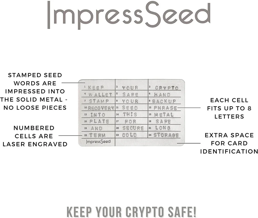 MinerHaolan ImpressSeed Wallet Seed Key Backup - Aluminum Plate/s - thumbnail 2